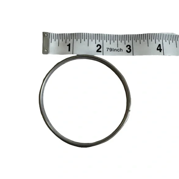 Bangle Bracelet. Silver Toned and Blue Mother of Pearl. - Picture 6 of 9